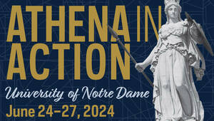 Promotional image for Athena in Action, showing a sculpture of the goddess Athena.
